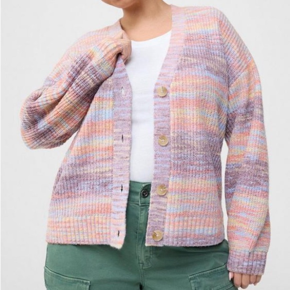 Torrid Multicolor Space-Dye Chunky Knit Button Down Drop Shoulder Cardigan